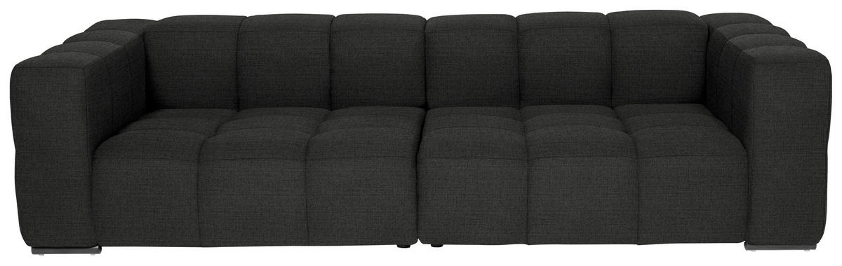 BIGSOFA  in Flachgewebe, Leinenoptik Anthrazit  - Anthrazit/Schwarz, Design, Textil/Metall (262/66/113cm) - Belluti