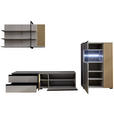 WOHNWAND  in Greige, Wildeiche  314/211/45 cm  - Wildeiche/Greige, Design, Glas/Holz (314/211/45cm) - Moderano