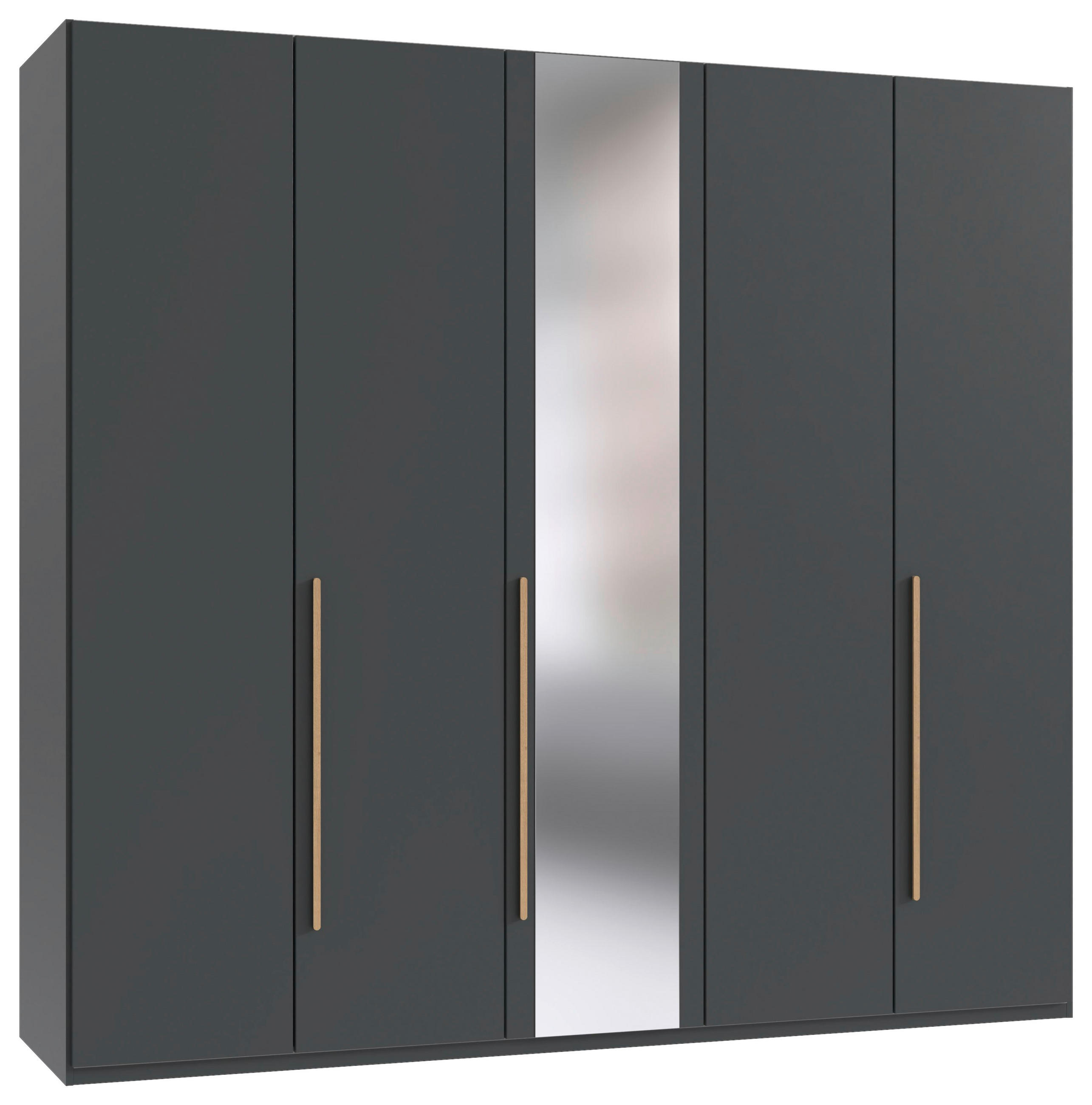 DREHTÜRENSCHRANK  in Graphitfarben, Eiche Artisan  - Graphitfarben/Eiche Artisan, MODERN, Glas/Holzwerkstoff (225/208/58cm) - Chameo