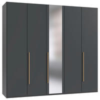 DREHTÜRENSCHRANK  in Graphitfarben, Eiche Artisan  - Graphitfarben/Eiche Artisan, MODERN, Glas/Holzwerkstoff (225/208/58cm) - Chameo