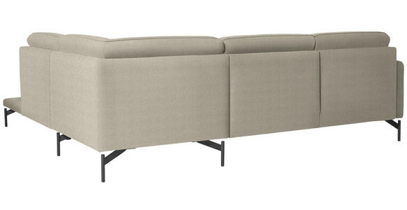 ECKSOFA in Flachgewebe, Struktur Beige  - Anthrazit/Beige, Design, Textil/Metall (254/230cm) - Ambiente