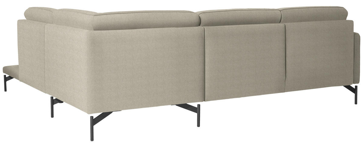 ECKSOFA in Flachgewebe, Struktur Beige  - Anthrazit/Beige, Design, Textil/Metall (254/230cm) - Johann Jakob