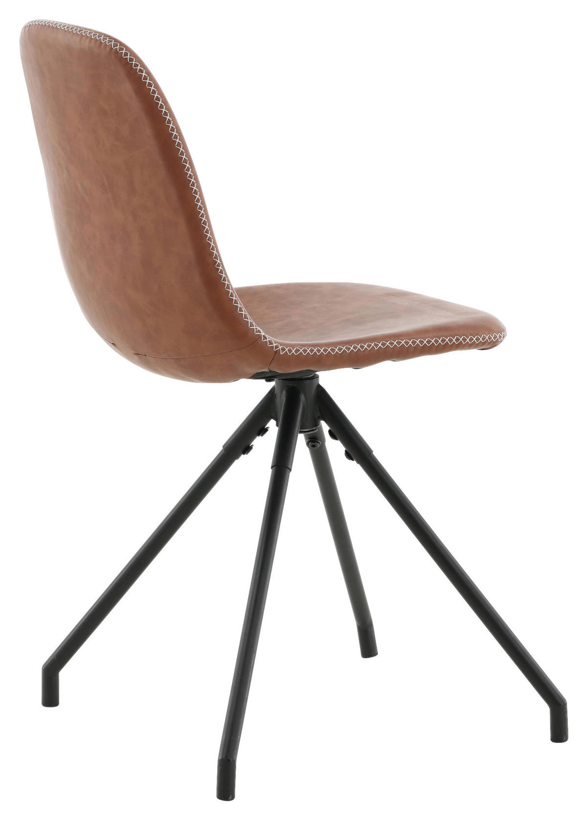 STUHL-SET 2 Stück  in Stahl Lederlook (vegan)  - Cognac/Schwarz, Design, Textil/Metall (44/88/54cm) - Livetastic