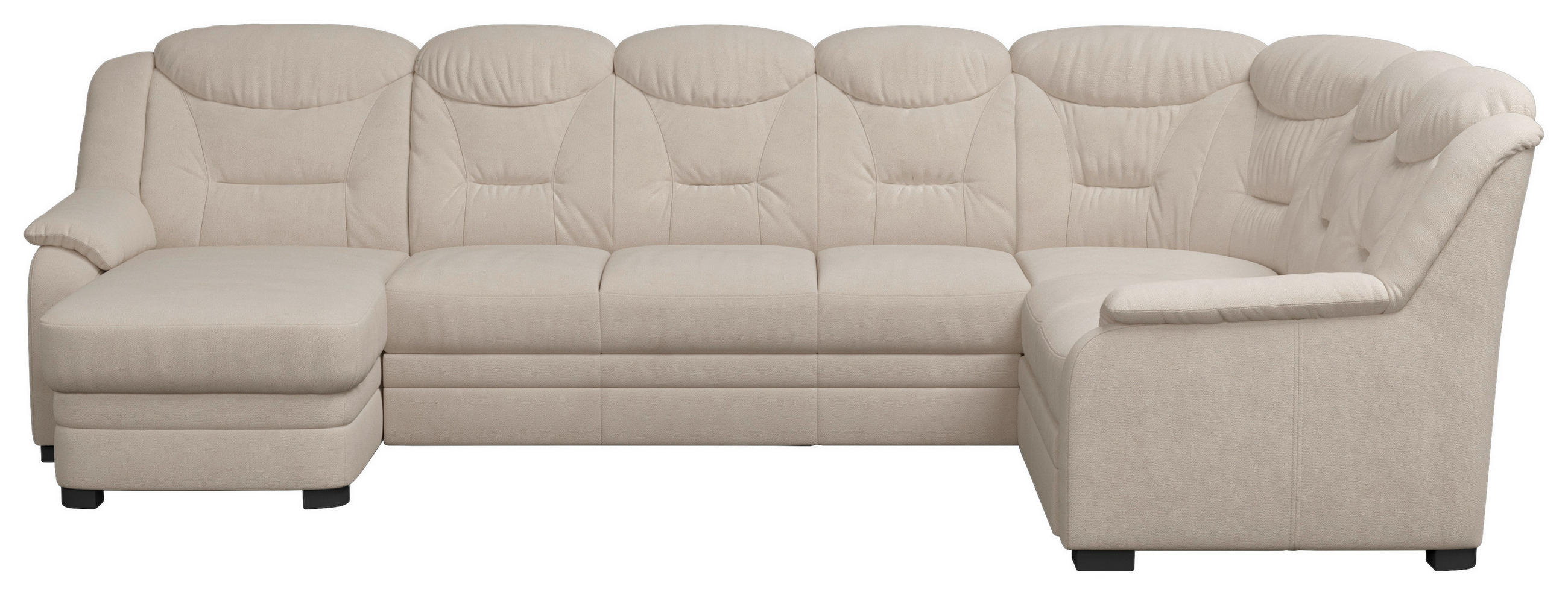 WOHNLANDSCHAFT Beige Chenille  - Beige/Schwarz, Basics, Kunststoff/Textil (162/330/211cm) - MID.YOU