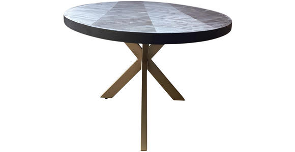 ESSTISCH in Holz, Metall 220/110/76 cm  - Goldfarben/Schwarz, Design, Holz/Metall (220/110/76cm) - Ambia Home