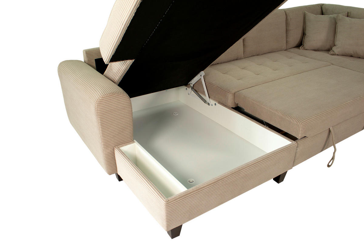 WOHNLANDSCHAFT MORITZ Graubraun Cord  - Graubraun, Trend, Textil (155/324/178cm) - P & B