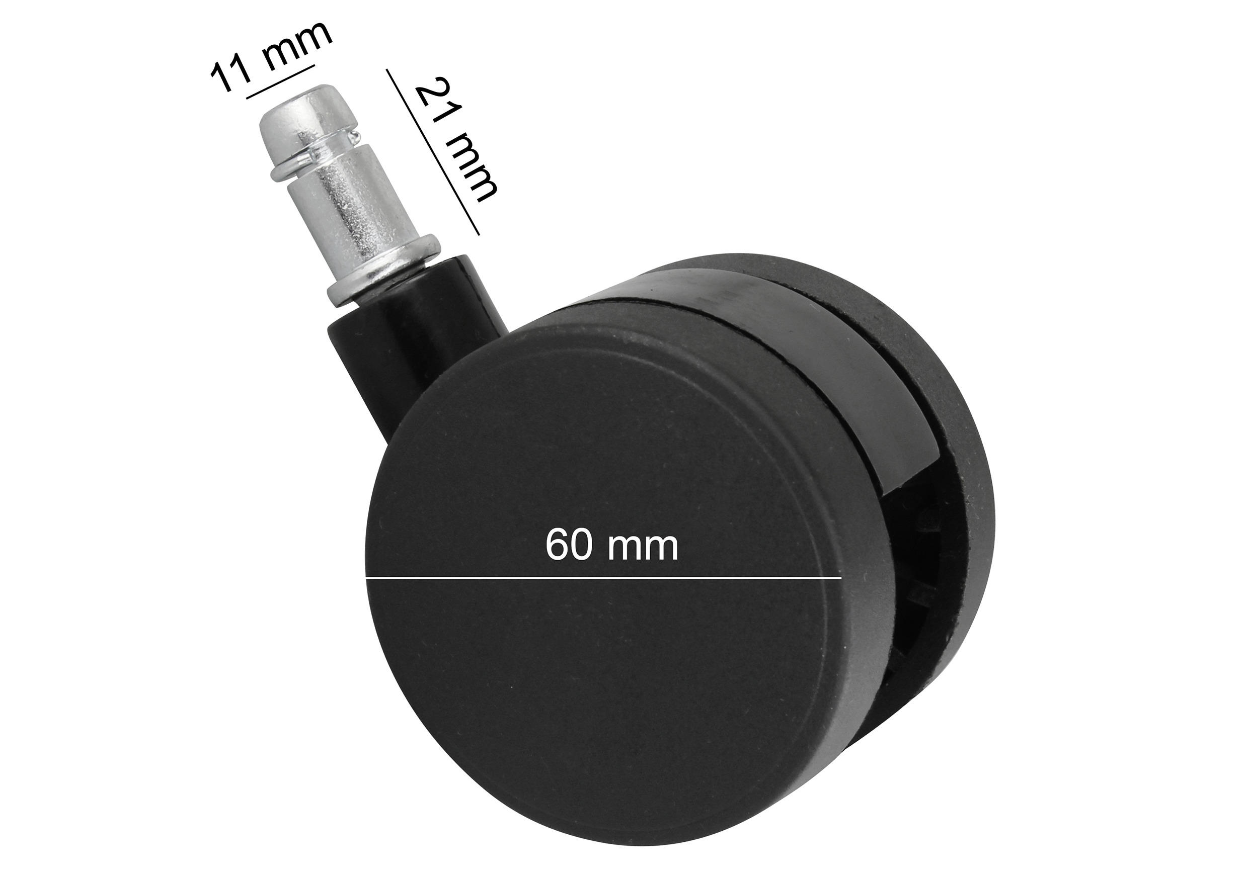 DREHSTUHLROLLE  - Schwarz, Basics, Kunststoff (6cm) - MID.YOU