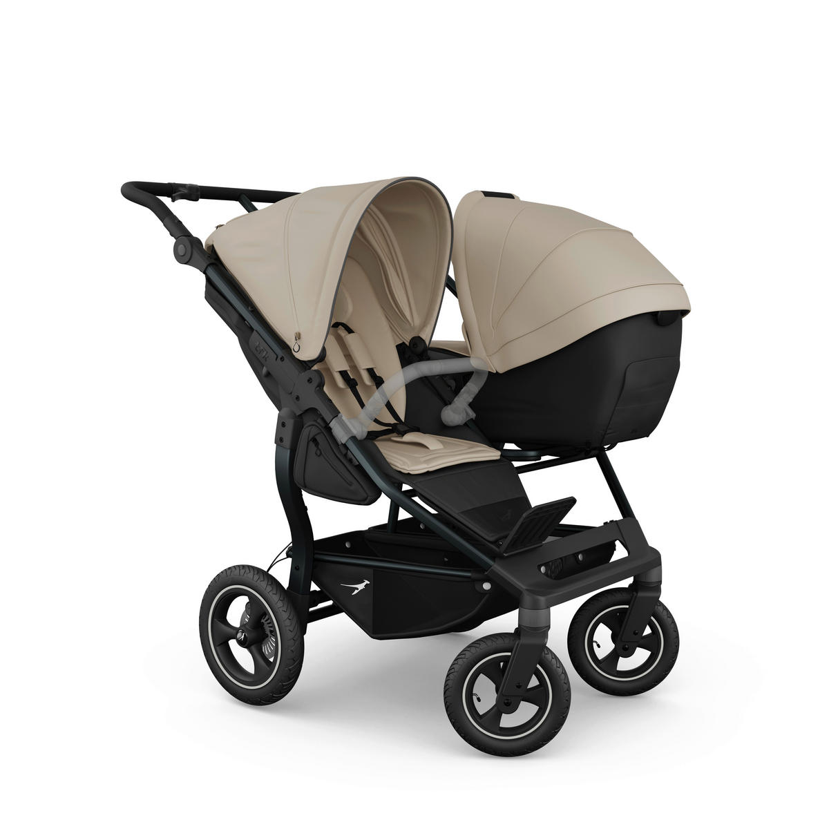 GESCHWISTERWAGEN Duo 2-in-1 Kombi  - Sandfarben/Anthrazit, Basics, Textil/Metall (79/111/110cm) - TFK