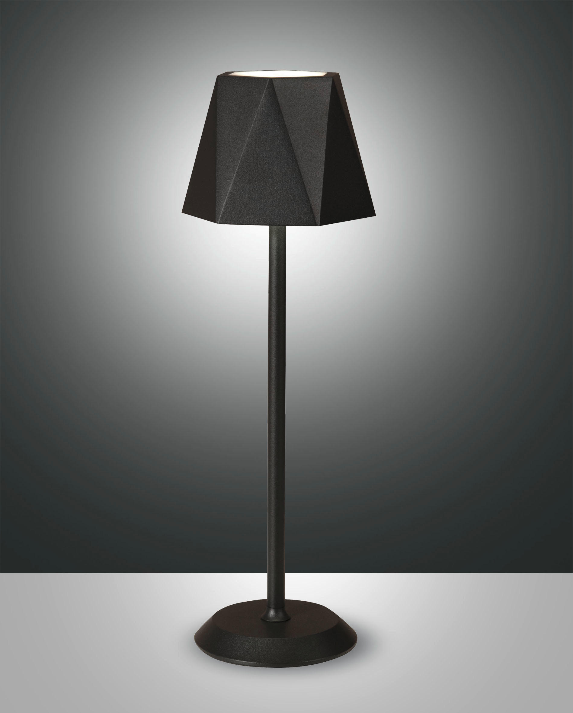 AKKU-TISCHLEUCHTE Katy 13/38 cm   - Schwarz, Basics, Metall (13/38cm) - Fabas Luce