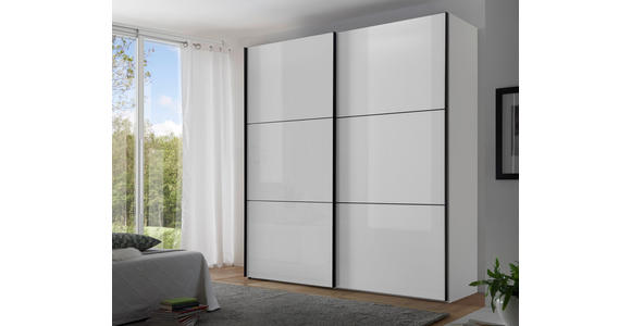 SCHWEBETÜRENSCHRANK 188/222/68 cm 2-türig  - Schwarz/Weiß, KONVENTIONELL, Glas/Holzwerkstoff (188/222/68cm) - Moderano