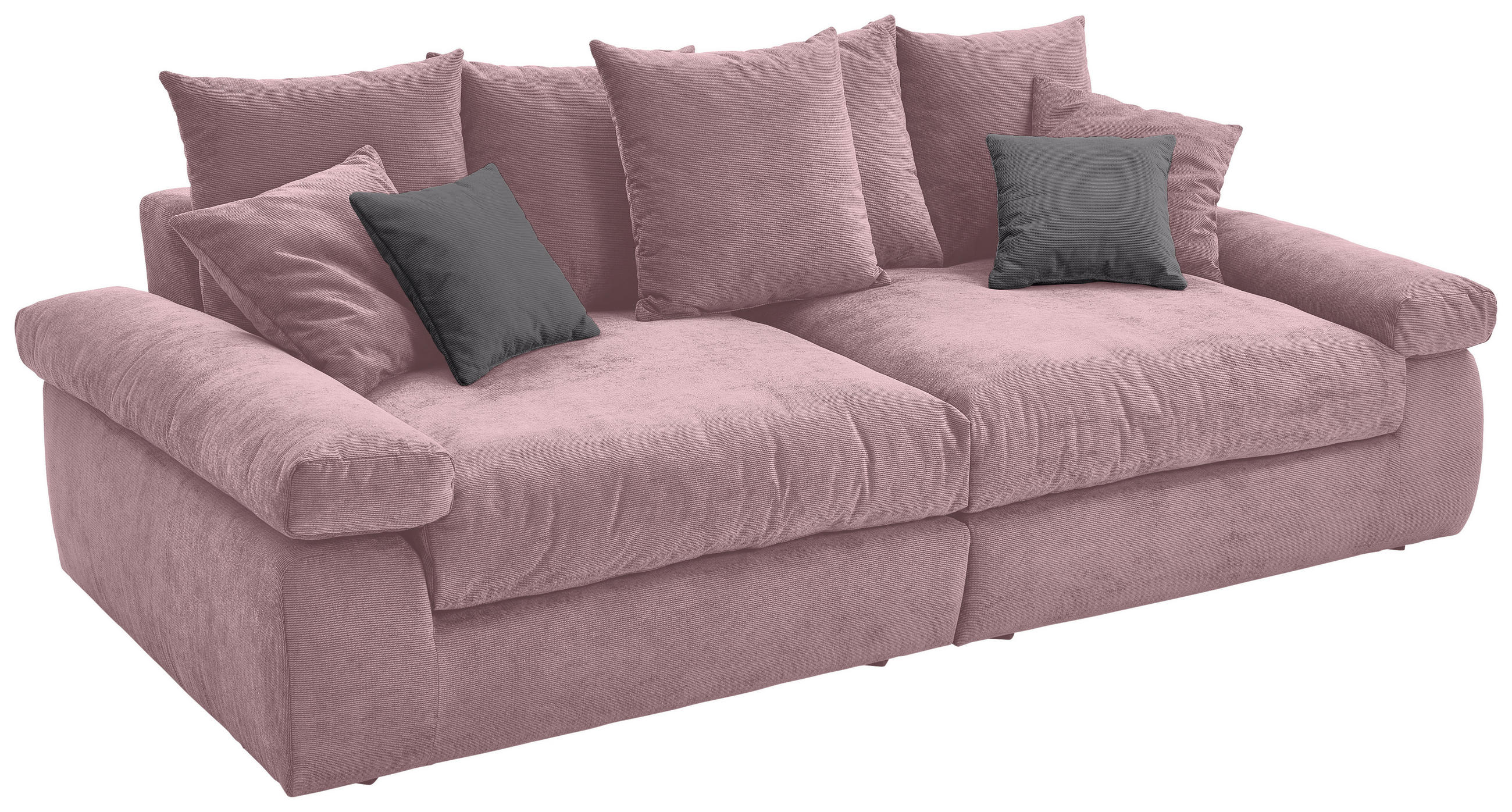 BIGSOFA Feincord Anthrazit, Rosa  - Anthrazit/Schwarz, Design, Kunststoff/Textil (260/90/140cm) - Carryhome