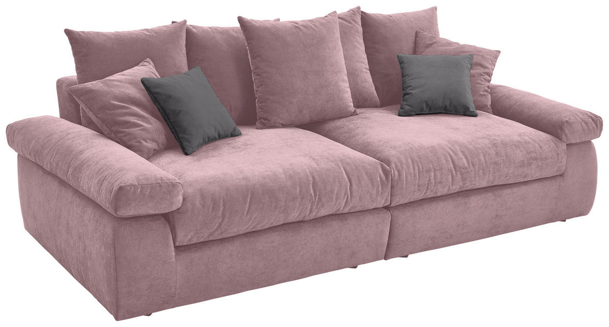 BIGSOFA Feincord Rosa, Anthrazit  - Anthrazit/Schwarz, Design, Kunststoff/Textil (260/90/140cm) - Carryhome