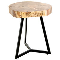 BEISTELLTISCH 50/50/45 cm Akazie massiv Schwarz, Akaziefarben rund  - Schwarz/Akaziefarben, Trend, Holz (50/50/45cm)