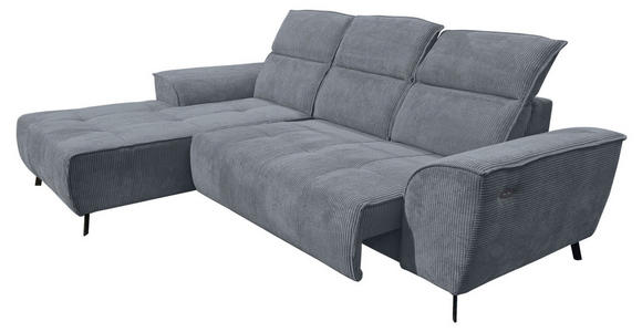 ECKSOFA Dunkelgrau Cord  - Dunkelgrau/Schwarz, KONVENTIONELL, Textil/Metall (196/290cm) - Carryhome
