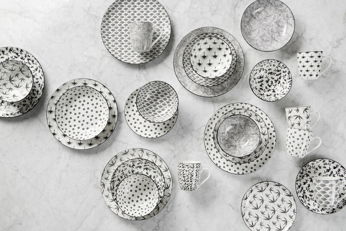 KOMBINOVANI SERVIS  TOKYO 2.0   30 delova     - bela/crna, Trendi, keramika - Novel