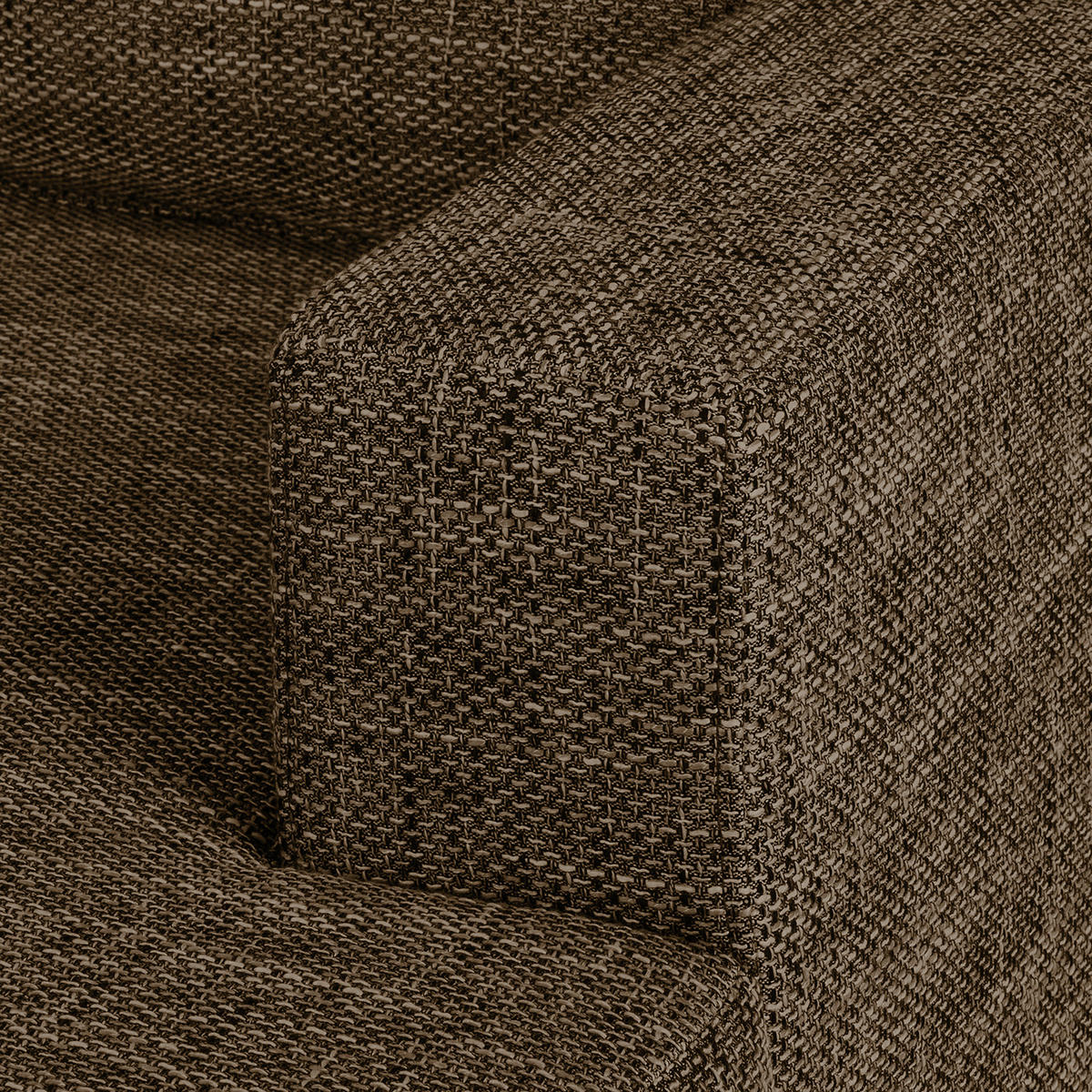 ECKSOFA Braun Struktur  - Chromfarben/Braun, Design, Textil/Metall (200/144cm) - MID.YOU