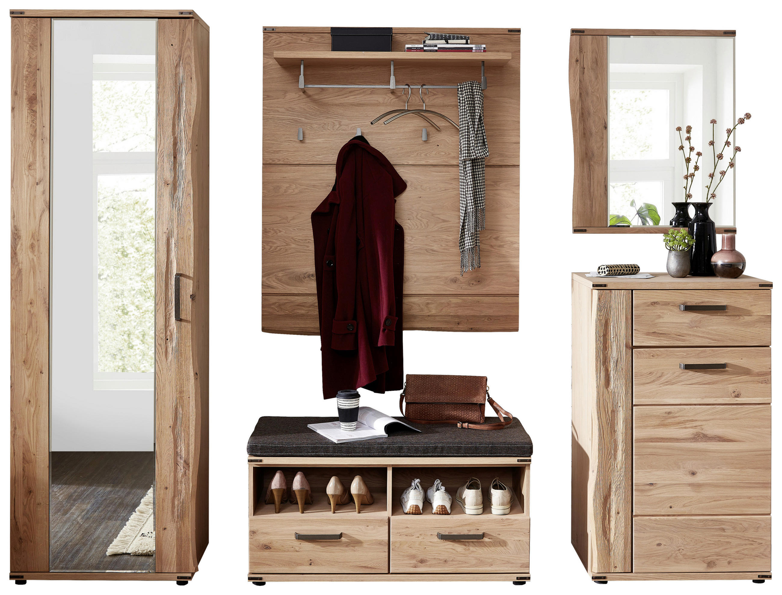 GARDEROBE  in 265/205/41 cm  - Eichefarben, Natur, Holz/Textil (265/205/41cm) - Linea Natura