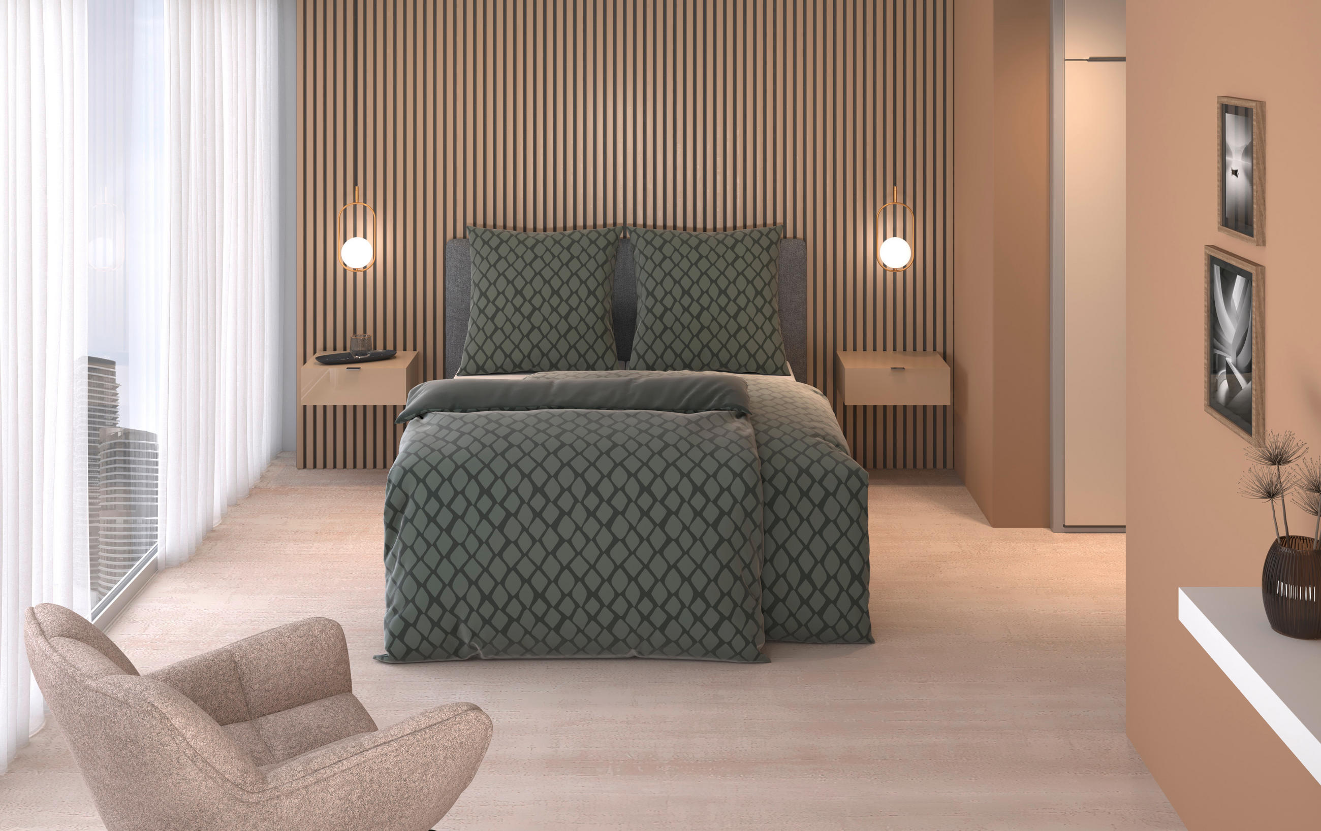 WENDEBETTWÄSCHE STRIPES DK Satin 200/200 cm  - Grün, Design, Textil (200/200cm) - Dieter Knoll