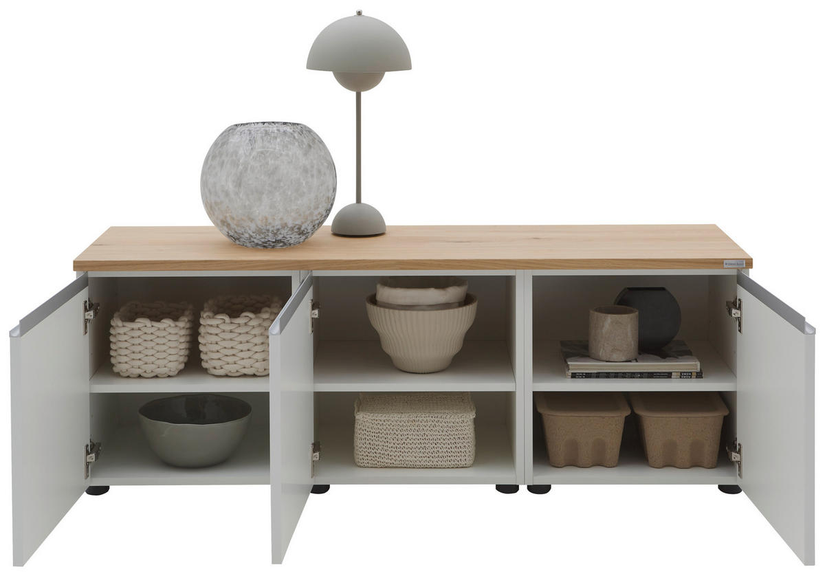 LOWBOARD  in 135/46/41 cm  - Eichefarben/Silberfarben, Design, Holzwerkstoff/Kunststoff (135/46/41cm) - Dieter Knoll