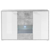 SIDEBOARD  in 180/112/37 cm  - Silberfarben/Weiß, Basics, Glas/Holzwerkstoff (180/112/37cm)