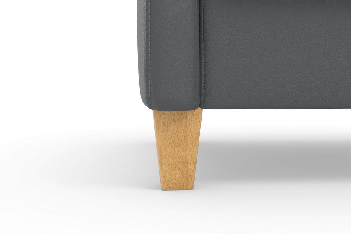 SESSEL in Echtleder Schwarz  - Eichefarben/Schwarz, Basics, Leder/Holz (70/93/75cm) - Sit & More