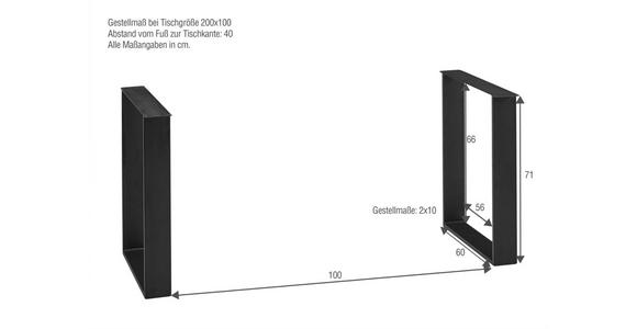 ESSTISCH in Holz 200/100/75 cm  - Wildeiche/Schwarz, LIFESTYLE, Holz/Metall (200/100/75cm) - Linea Natura