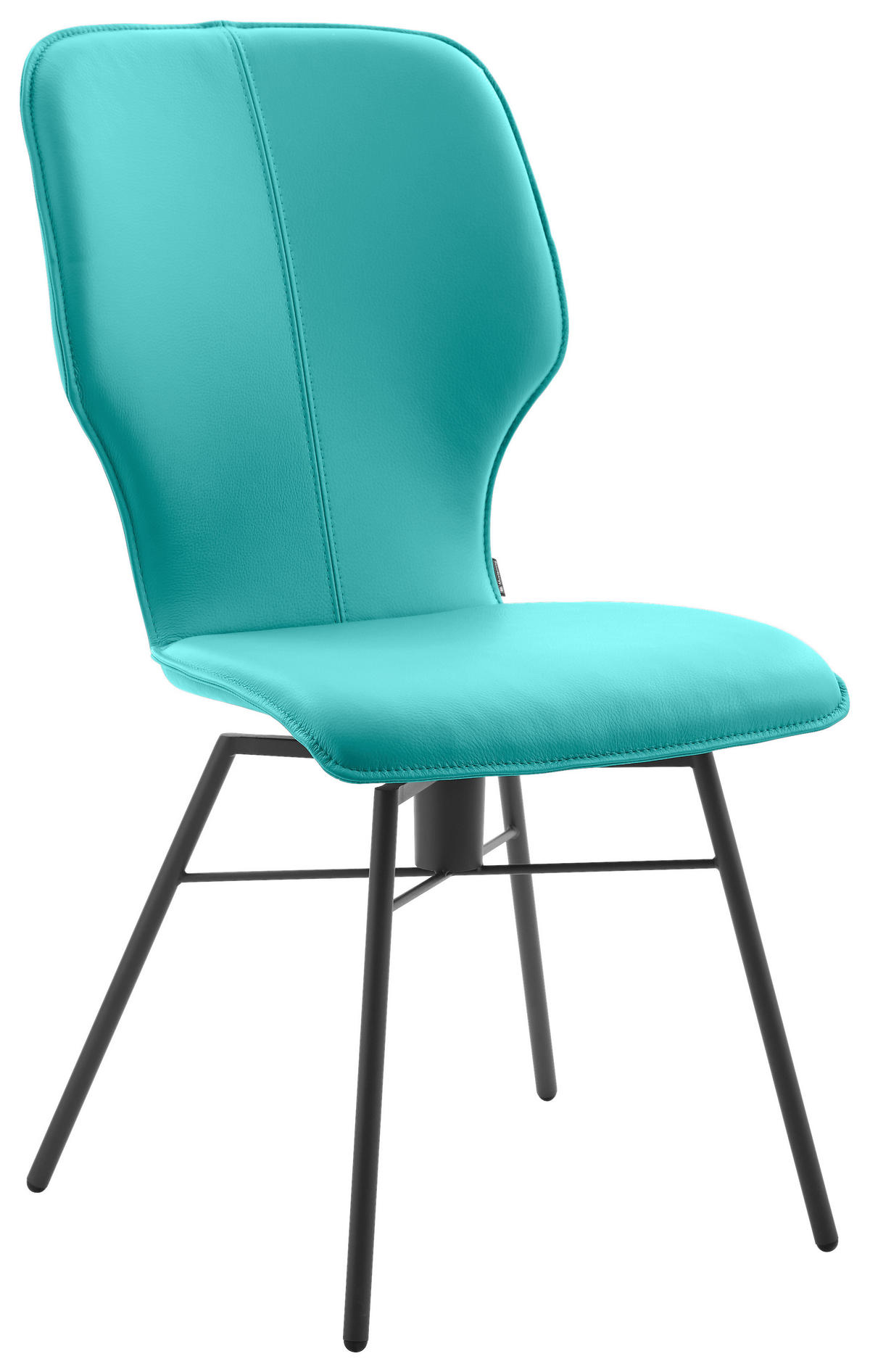 STUHL Echtleder Türkis  - Türkis/Dunkelgrau, Design, Leder/Metall (49/95/63cm) - Musterring