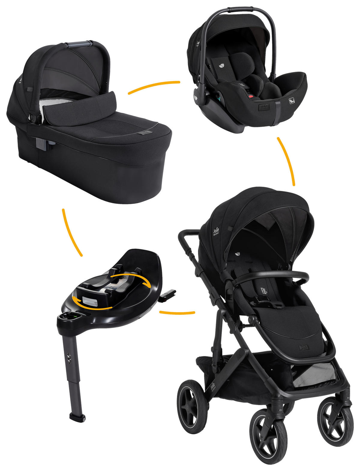 KINDERWAGENSET Vinca 4in1  - Schwarz, Basics, Textil/Metall (65/109/97cm) - JOIE SIGNATURE
