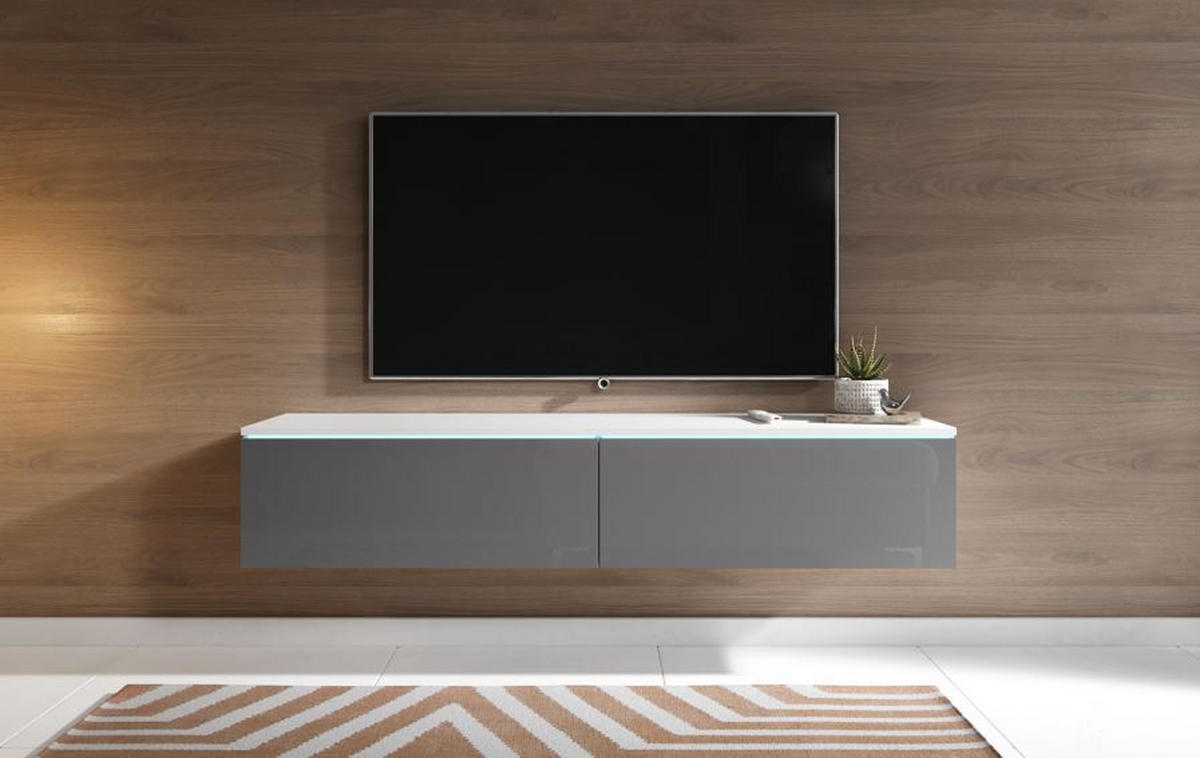 LOWBOARD D140  in 140/30/33 cm  - Grau Hochglanz/Weiß, LIFESTYLE, Holzwerkstoff/Kunststoff (140/30/33cm) - P & B