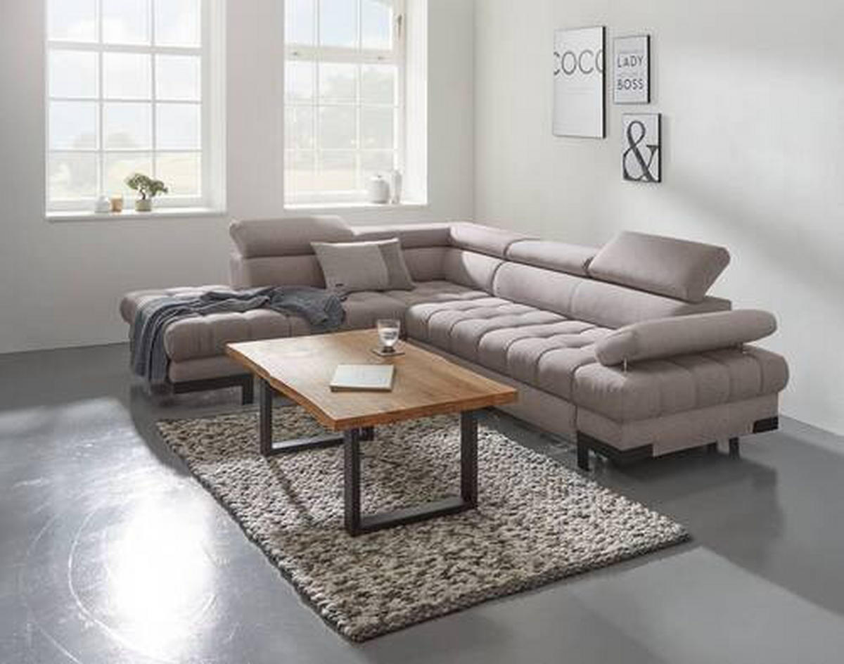 ECKSOFA in Webstoff Hellgrau  - Hellgrau/Schwarz, Design, Textil/Metall (223/263cm) - Welnova