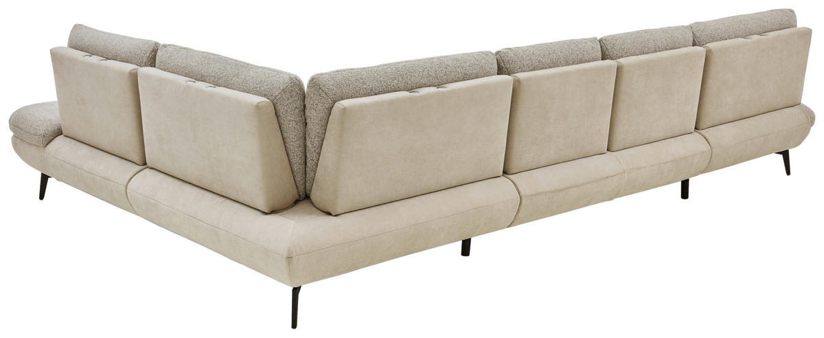 WOHNLANDSCHAFT Beige Chenille  - Beige/Schwarz, Design, Textil/Metall (190/352/243cm) - Dieter Knoll