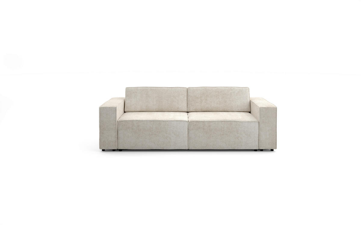3-SITZER-SOFA Webstoff Beige  - Beige/Schwarz, MODERN, Kunststoff/Textil (254/84/98cm) - Stylife