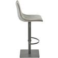 BARHOCKER Lederlook Grau Stahl Sitzfläche 360° drehbar  - Grau, Design, Textil/Metall (43/85 - 110/46cm) - Novel