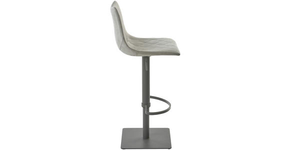 BARHOCKER Lederlook Grau Stahl Sitzfläche 360° drehbar  - Grau, Design, Textil/Metall (43/85 - 110/46cm) - Novel