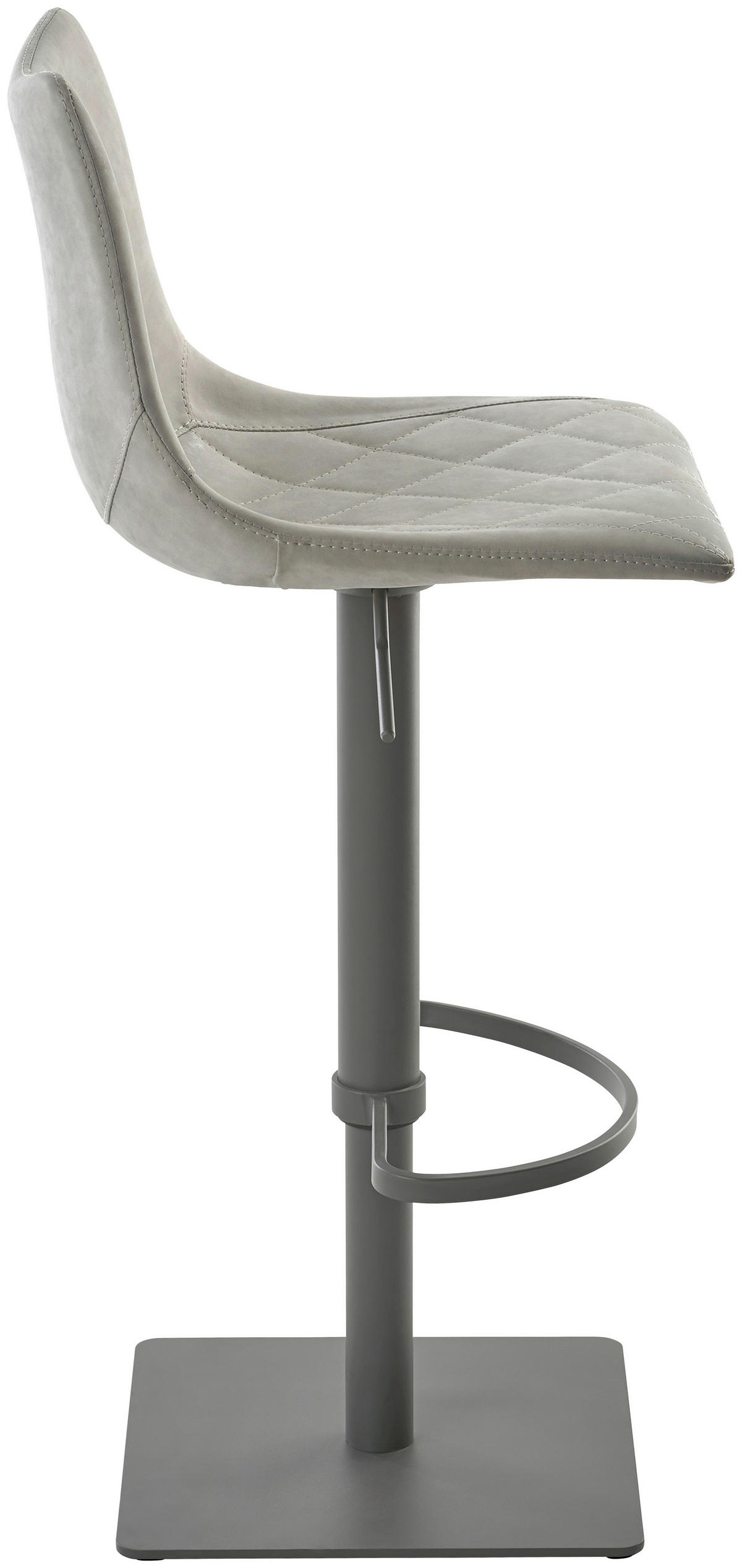 BARHOCKER Lederlook Grau Stahl Sitzfläche 360° drehbar  - Grau, Design, Textil/Metall (43/85 - 110/46cm) - Novel