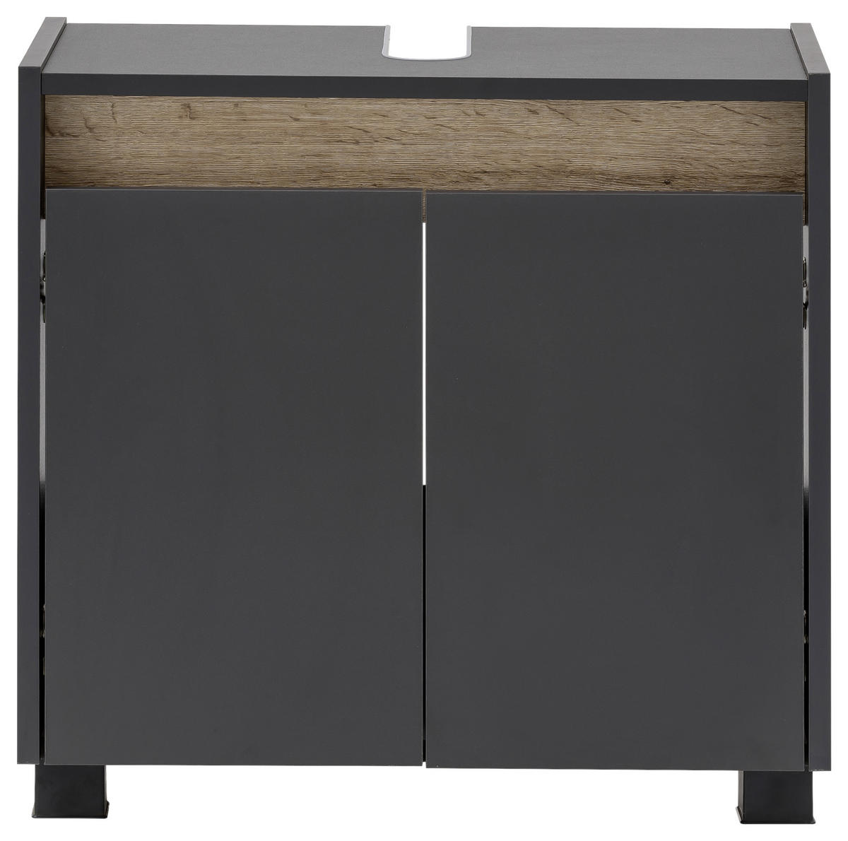 WASCHBECKENUNTERSCHRANK 56,9/54,6/33 cm  - Eichefarben/Anthrazit, MODERN, Holzwerkstoff/Kunststoff (56,9/54,6/33cm) - home24