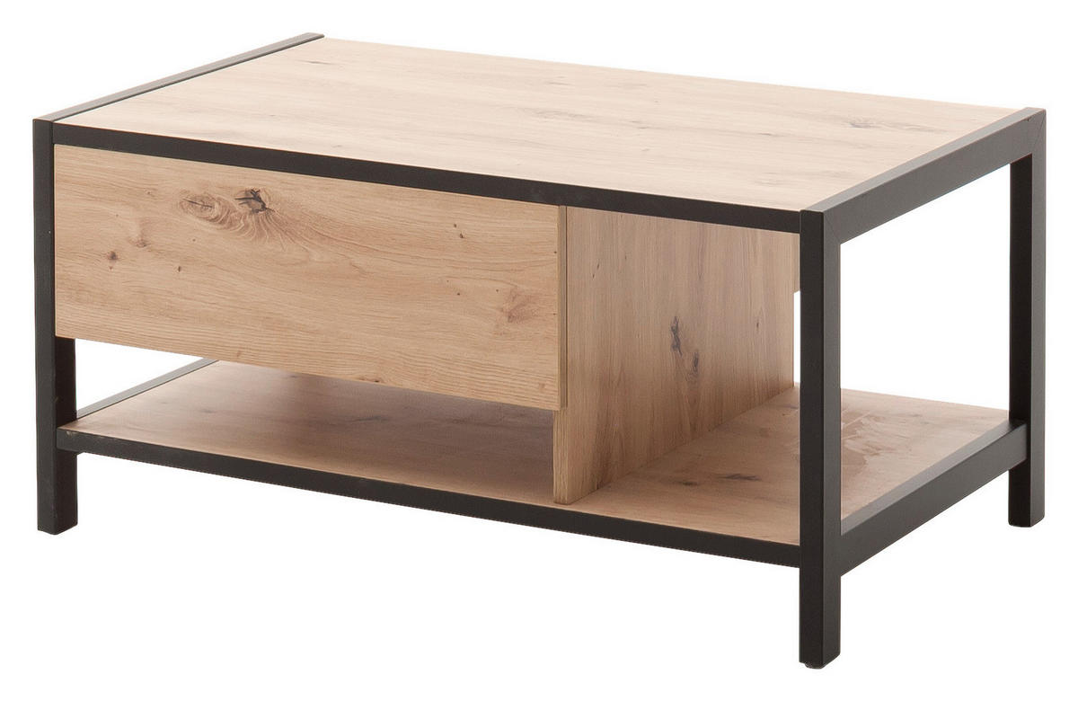 COUCHTISCH in Holzwerkstoff 92/55/44 cm  - Eichefarben/Anthrazit, Design, Holzwerkstoff/Metall (92/55/44cm) - Carryhome