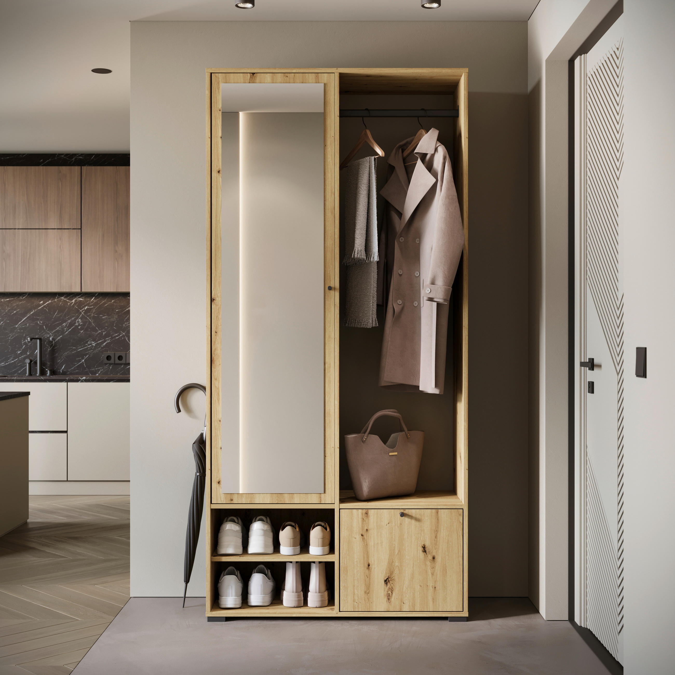 GARDEROBE  in 90/190/33 cm  - Eiche Artisan, Trend, Holzwerkstoff (90/190/33cm) - MID.YOU