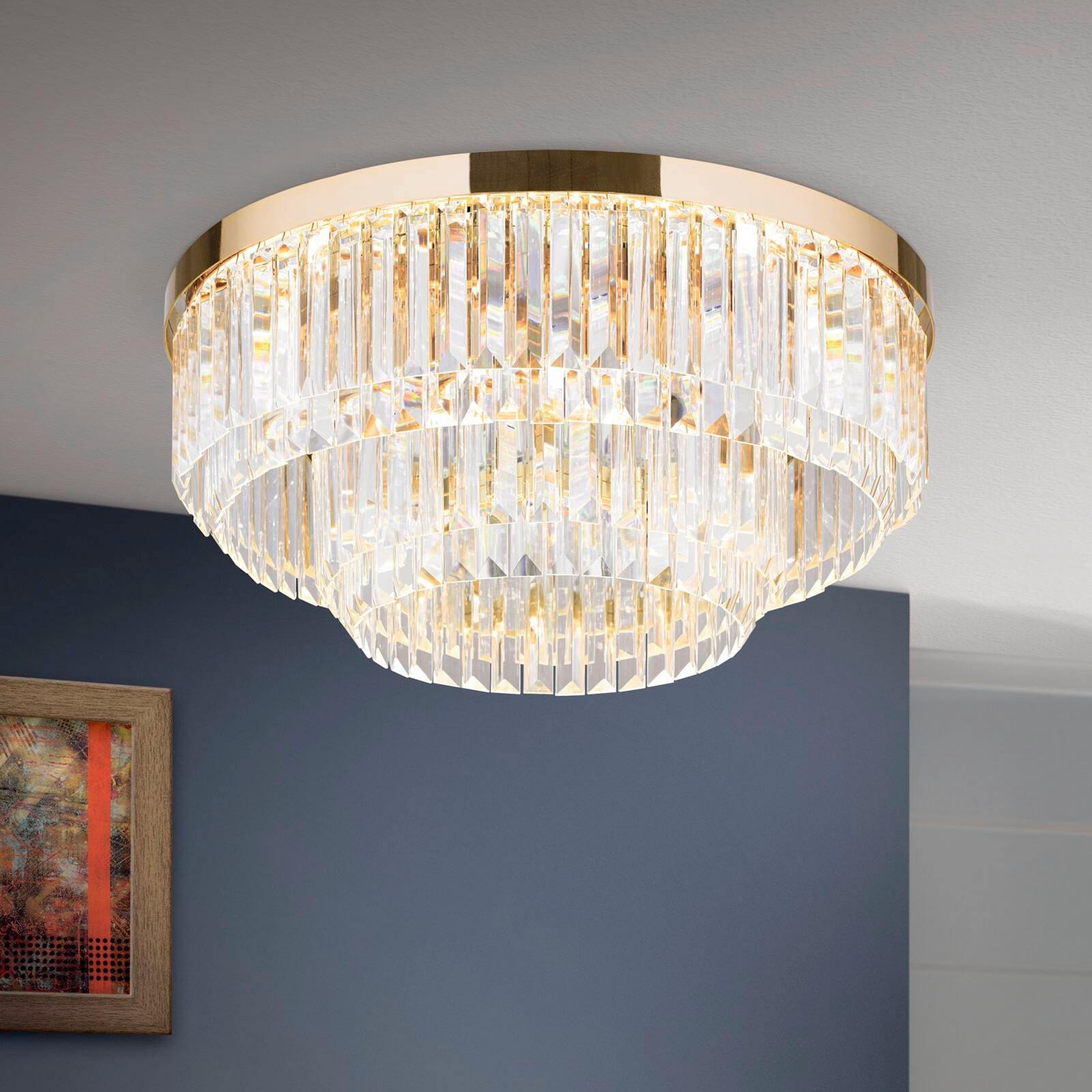 KRISTALL-DECKENLEUCHTE Prism 55,0/25,0 cm   - Goldfarben, LIFESTYLE, Glas/Metall (55,0/25,0cm)