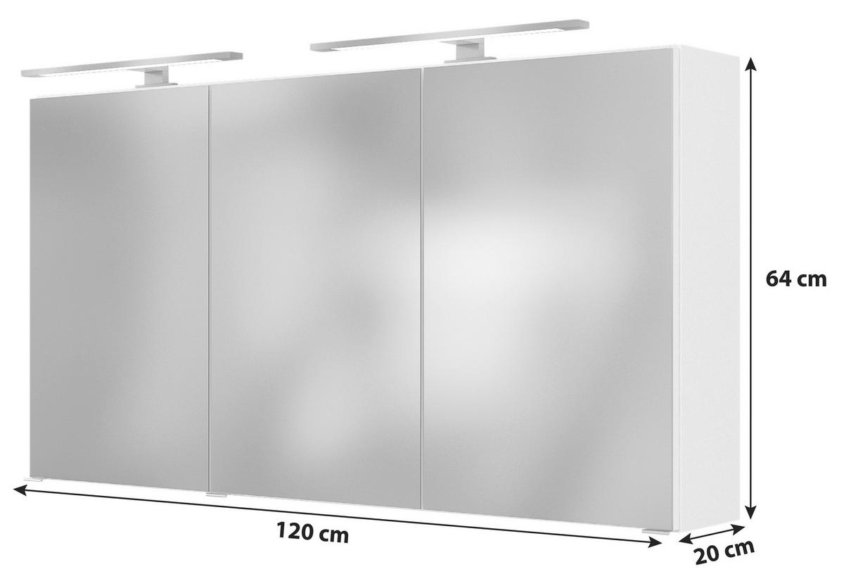 SPIEGELSCHRANK 120/64/20 cm  - Alufarben/Graphitfarben, Basics, Glas/Holzwerkstoff (120/64/20cm) - Held