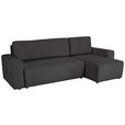 ECKSCHLAFSOFA  mit Cord Schieferfarben  - Schieferfarben/Schwarz, KONVENTIONELL, Textil (248/146cm) - Xora