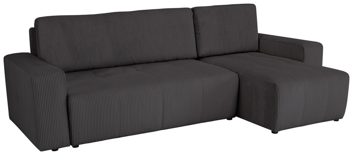 ECKSCHLAFSOFA  mit Cord Schieferfarben  - Schieferfarben/Schwarz, KONVENTIONELL, Textil (248/146cm) - Xora