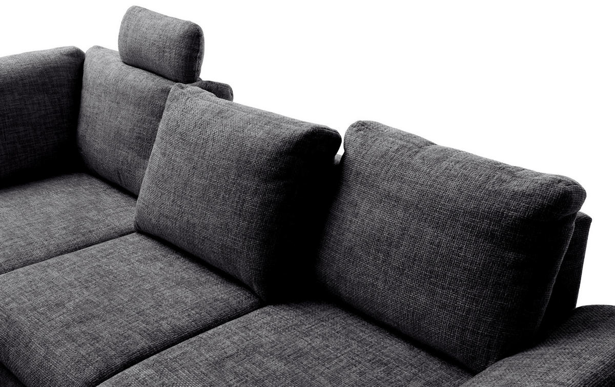 ECKSCHLAFSOFA Struktur Schwarz  - Wildeiche/Schwarz, MODERN, Holz/Textil (206/265cm) - Livetastic