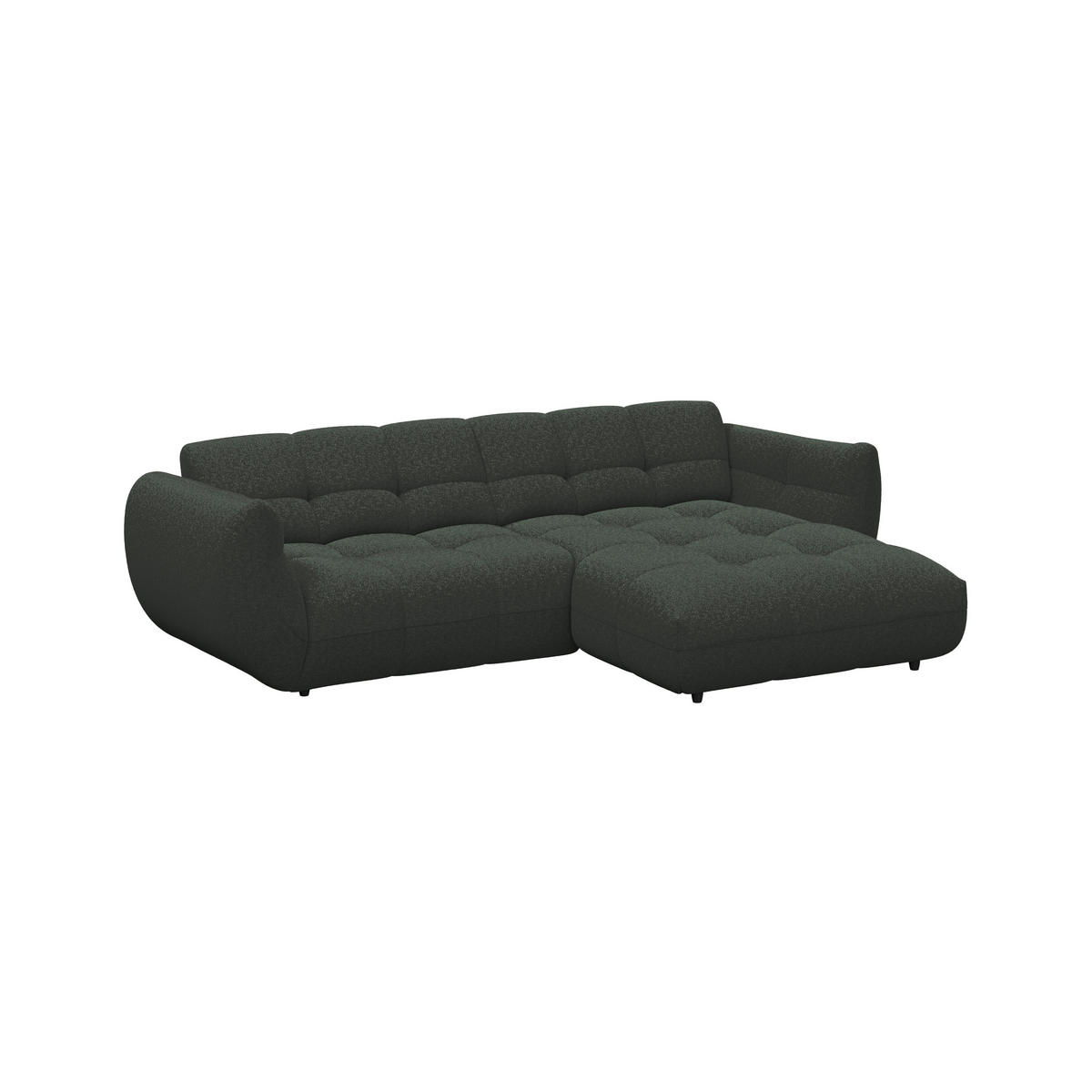 ECKSOFA Dunkelgrün Chenille  - Dunkelgrün/Schwarz, Trend, Kunststoff/Textil (280/178cm) - MID.YOU