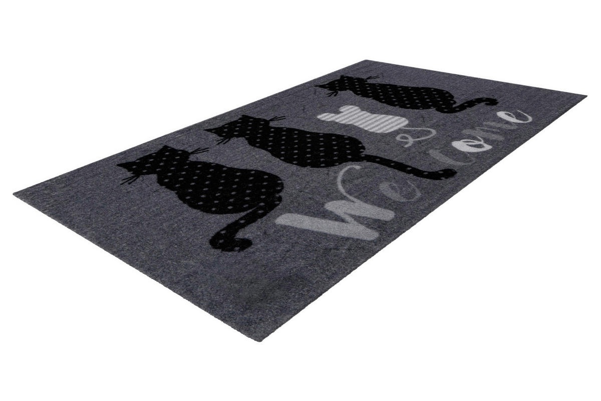 FUßMATTE 45/75 cm  - Schwarz, Basics, Kunststoff/Textil (45/75cm) - Kayoom