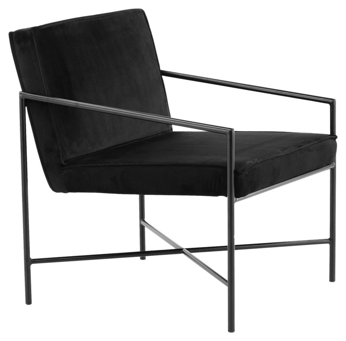 SESSEL in Samt Schwarz  - Schwarz, Design, Textil/Metall (66/78/65cm) - Livetastic