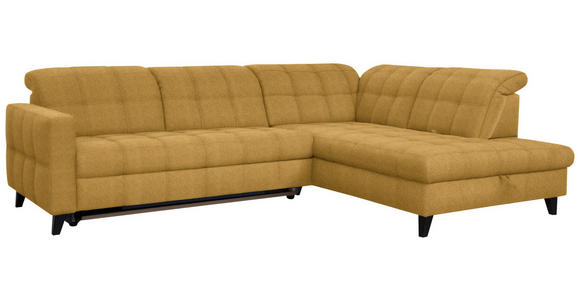 ECKSOFA in Webstoff Currygelb 297/216 cm - Currygelb/Schwarz, Design, Holz/Textil (297/216cm) - Xora
