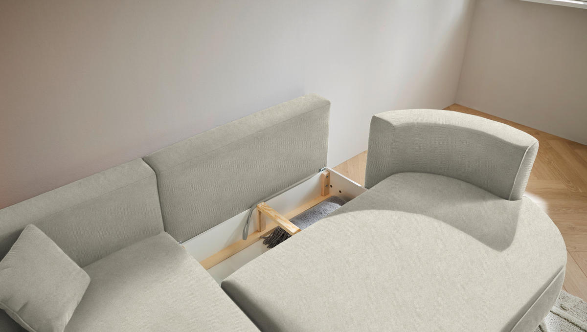 ECKSOFA in Webstoff Creme  - Creme/Schwarz, Design, Kunststoff/Textil (183/284cm) - Welnova
