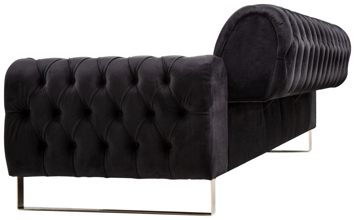 3-SITZER-SOFA  in Velours Schwarz  - Goldfarben/Schwarz, KONVENTIONELL, Textil/Metall (264/90/97cm) - Carryhome