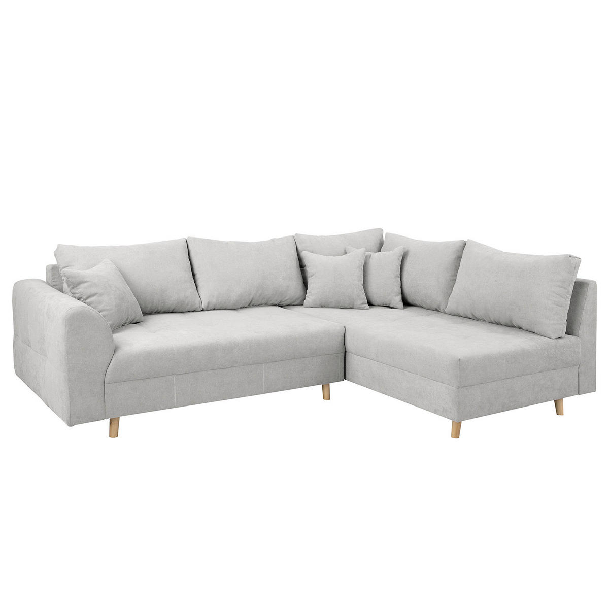 ECKSOFA inkl. Hocker Ariella Hellgrau Mikrofaser  - Hellgrau/Naturfarben, Design, Holz/Textil (161/231cm) - Livetastic